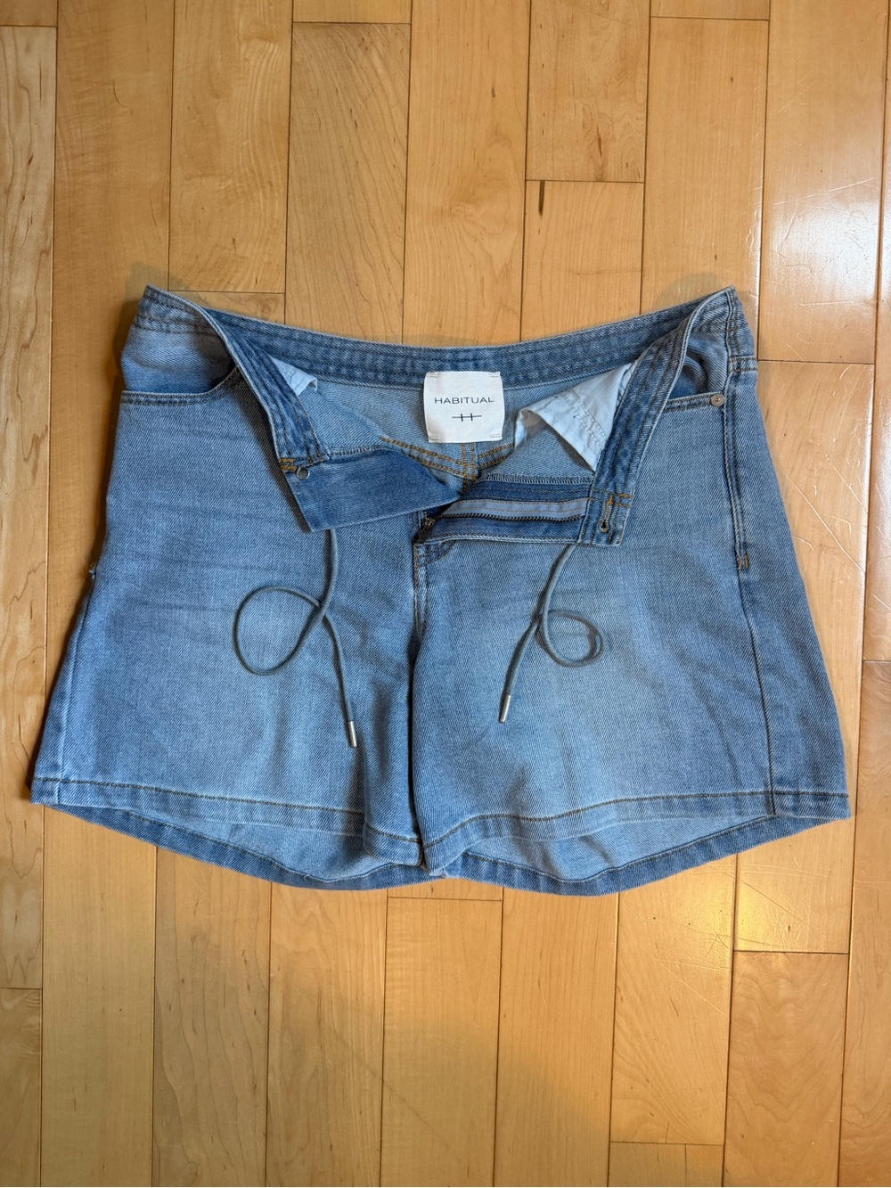 Habitual Light Wash Denim Drawstring Shorts